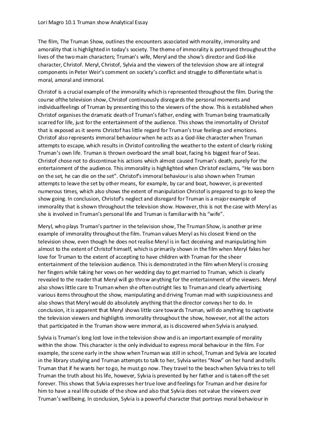 essay on the truman show essay on the truman show
