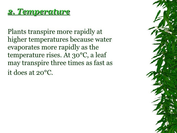 Plant transpiration