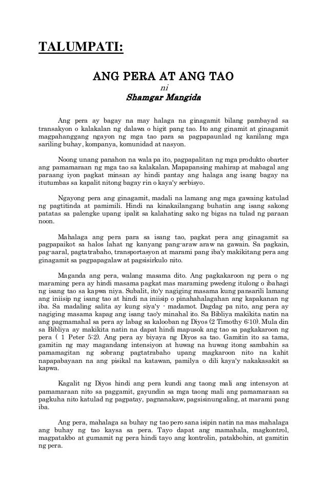 Filipino Essay About Kalikasan