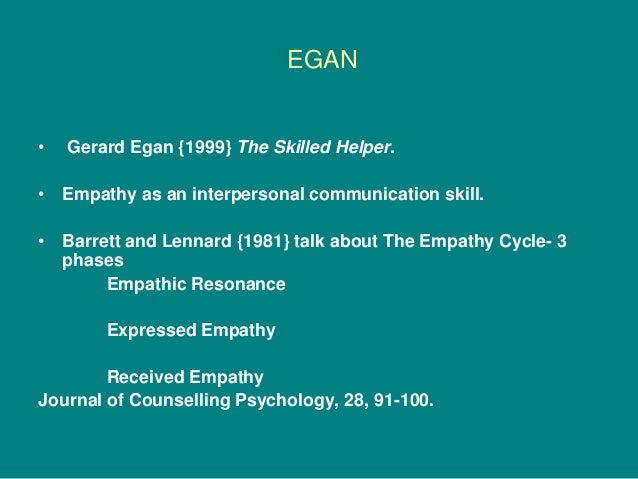 key concepts of gerard egan s skilled helper model Gerard egan 1524 words | 7 pages reliant upon their fluctuating ‘therapeutic inspiration’ theoretical origins theoretically the skilled helper approach draws on carkuff's theory of high-level functioning helpers (which explains that helpers with the skills of empathy, respect, concreteness, congruence, self-disclosure, confrontation and immediacy are. key concepts of gerard egan s skilled helper model Gerard egan 1524 words | 7 pages reliant upon their fluctuating ‘therapeutic inspiration’ theoretical origins theoretically the skilled helper approach draws on carkuff's theory of high-level functioning helpers (which explains that helpers with the skills of empathy, respect, concreteness, congruence, self-disclosure, confrontation and immediacy are.