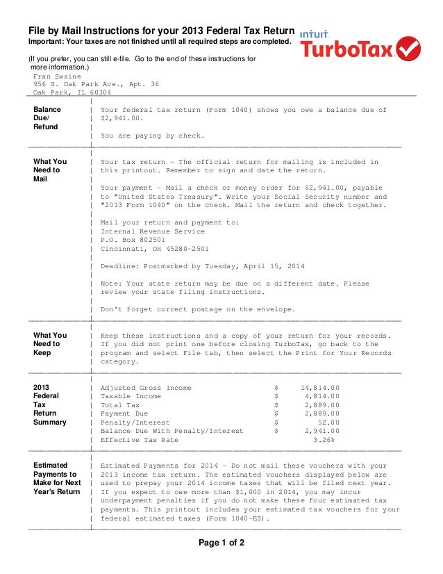 How To Print Turbo Tax Summary