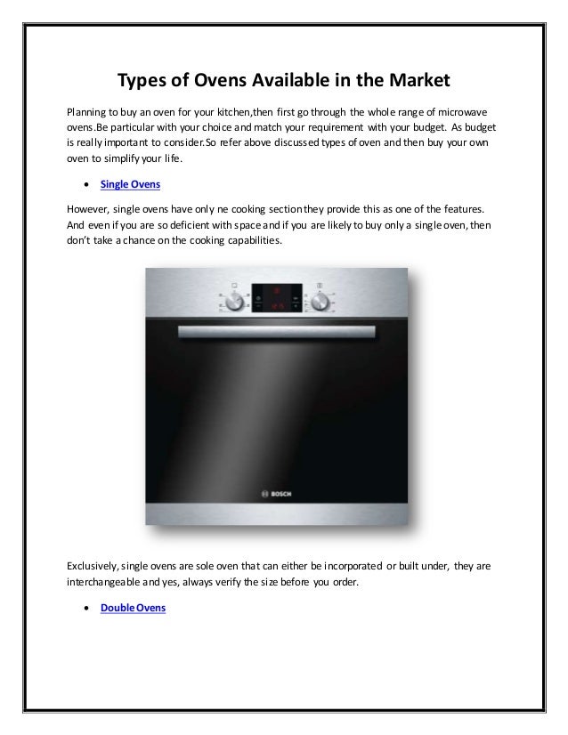 Types of Ovens Available in the Market