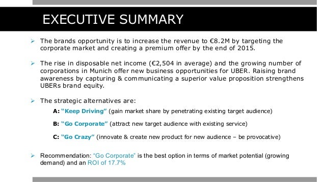 executive summary 216 the brands uber business plan