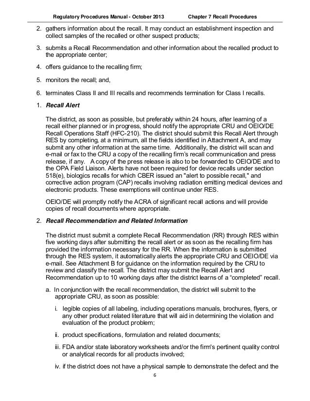 RECALL PROCEDURES // FOOD SAFETY