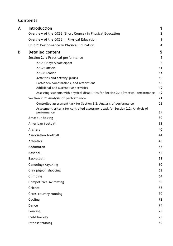 Edexcel gcse pe pep example picture