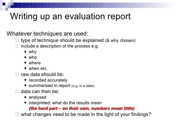 How to write evaluation report
