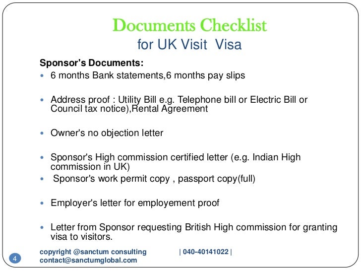 Checklist Form Uk Visa ... 4. Documents Checklist for UK Visit Visa ...