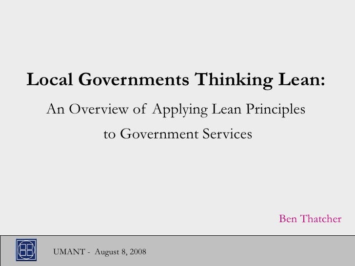 Lean Thinking in Government Services.