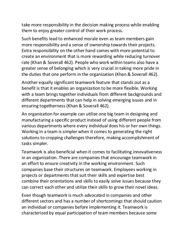 Essay on team work