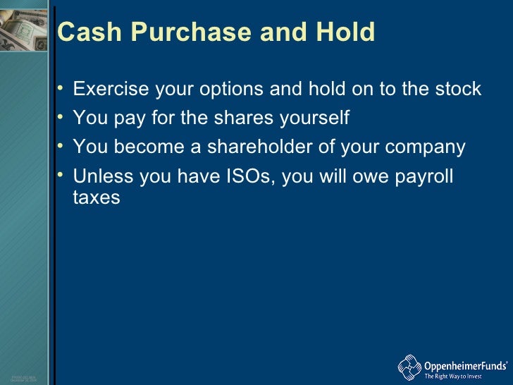 cashless settlement stock options exercise of iso