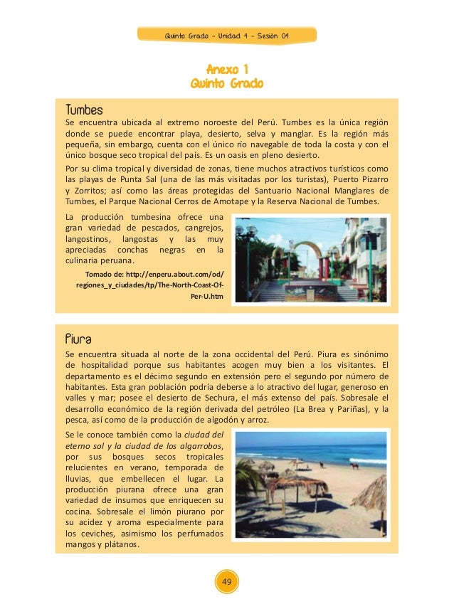Unidad 4 sesiones Quinto Grado 2015