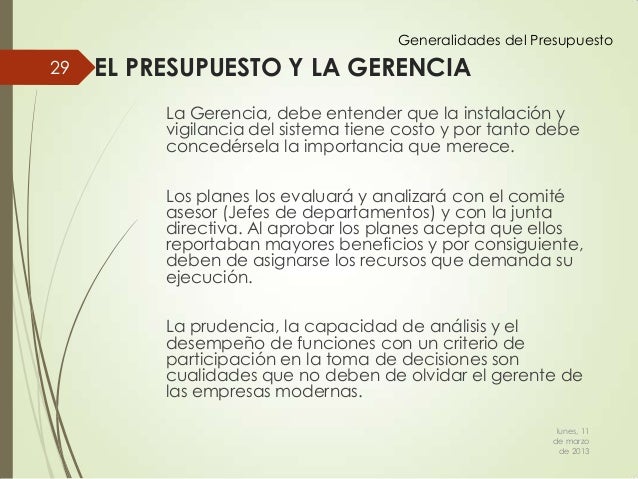 Generalidades del presupuesto