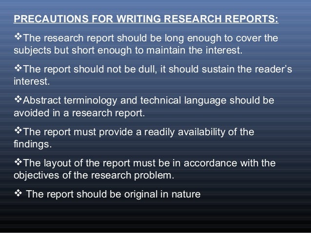 Writing research reports