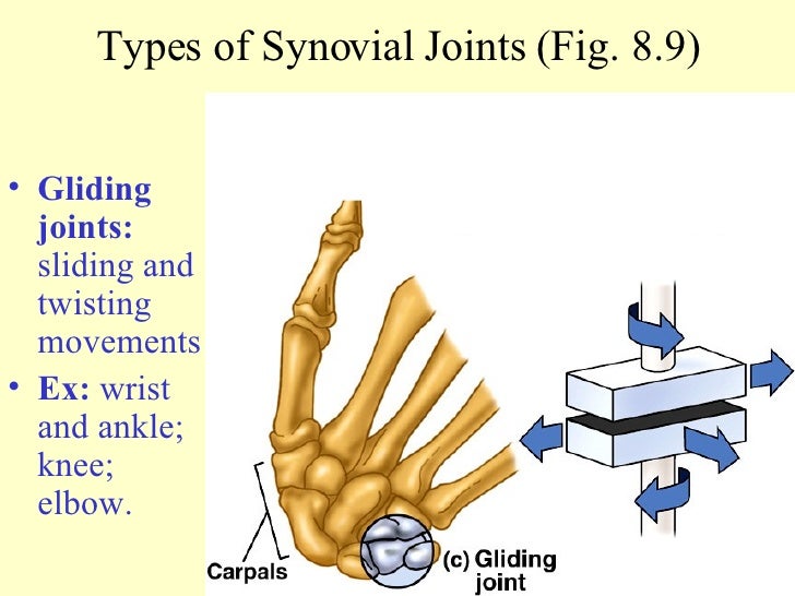 gliding movements occur when one flat, or nearly flat, bone surface glides or slips over another. gliding movements occur when one flat, or nearly flat, bone surface glides or slips over another.
