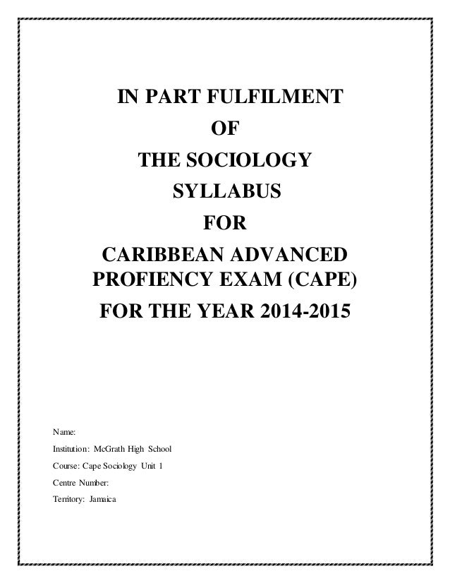 Cape sociology essays