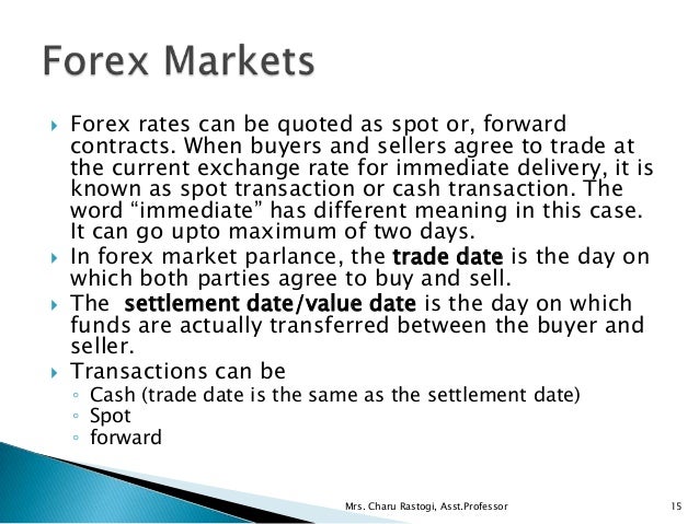 forex spot settlement date