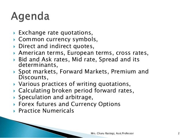 direct and indirect quotes in forex market