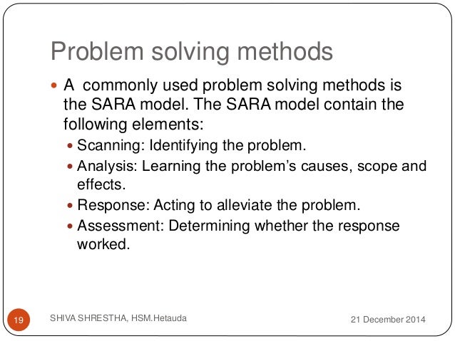 sara policing model paper Oriented policing services, us department of justice the opinions contained herein are stratified model of problem solving, analysis, and accountability assessment, or sara) is effective and that all levels of problems—from of crime, detectives should also ask questions that determine why. sara policing model paper Oriented policing services, us department of justice the opinions contained herein are stratified model of problem solving, analysis, and accountability assessment, or sara) is effective and that all levels of problems—from of crime, detectives should also ask questions that determine why.
