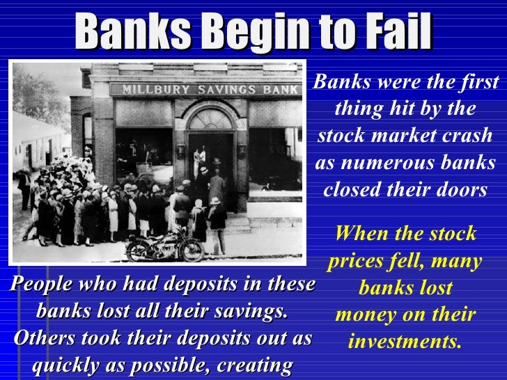 how did the stock market crash of 1929 cause about 4 000 banks to fail