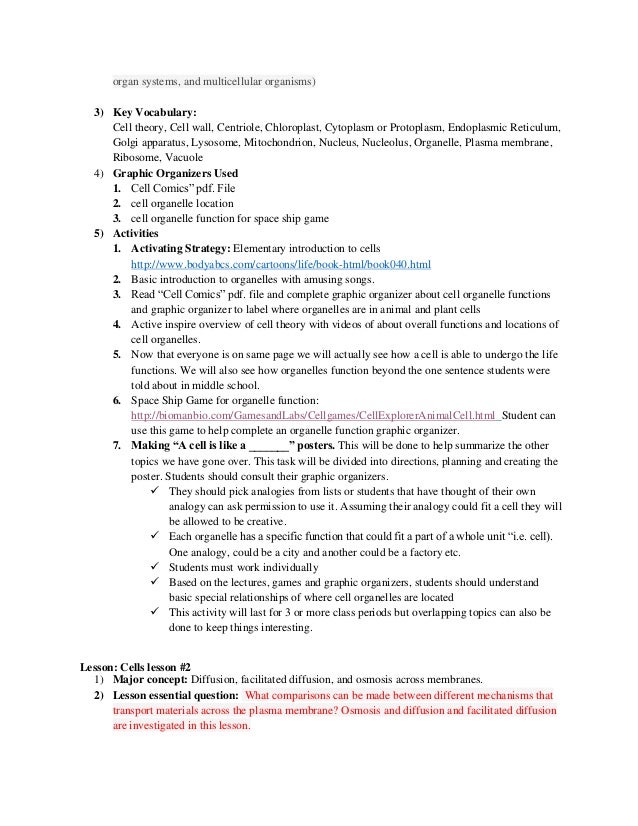 Unit Plan on Cells