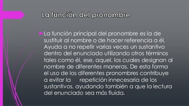 Resultado de imagen para función del pronombre personal