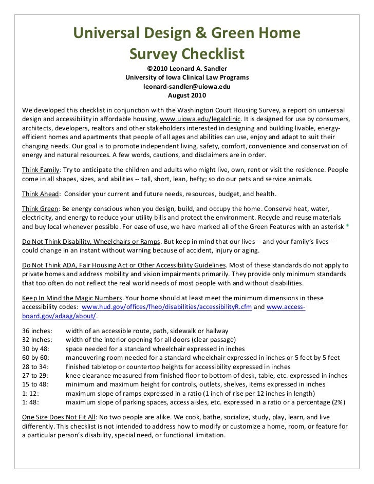 Universal Design Home Checklist | u of iowa universal design green home checklist Universal Design Home Checklist | u of iowa universal design green home checklist