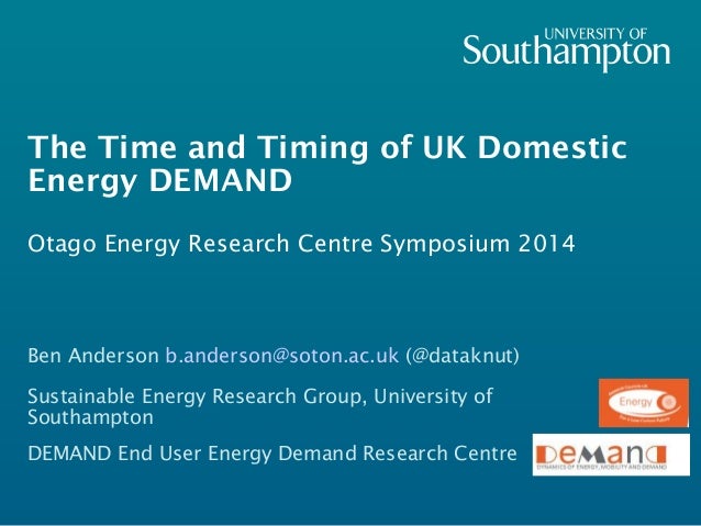 The Time and Timing of UK Domestic Energy DEMAND