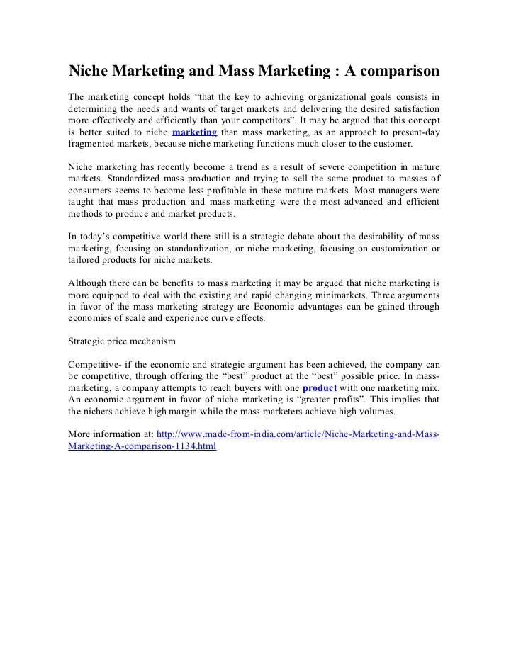 mass marketing and mass customization essay Mass marketing to micro marketing: democratization of goods - bhadrish raju deepali gupta - research paper (postgraduate) - business economics - marketing, corporate communication, crm, market research, social media - publish your bachelor's or master's thesis, dissertation, term paper or essay. mass marketing and mass customization essay Mass marketing to micro marketing: democratization of goods - bhadrish raju deepali gupta - research paper (postgraduate) - business economics - marketing, corporate communication, crm, market research, social media - publish your bachelor's or master's thesis, dissertation, term paper or essay.