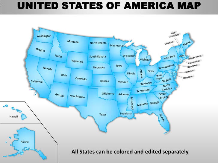 Usa country editable powerpoint maps with states and counties