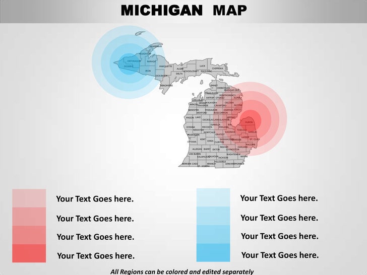 Usa Michigan State Powerpoint County Editable Ppt Maps And Templates Michigan State Powerpoint Template