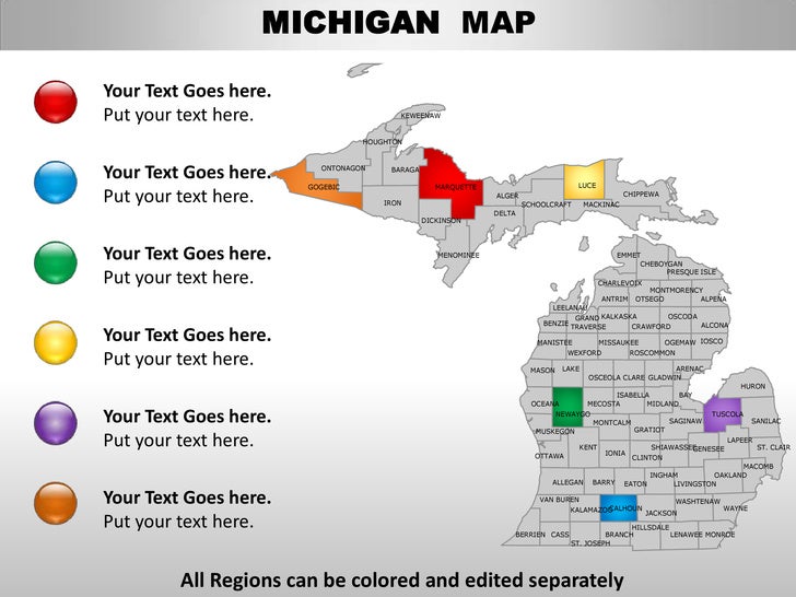 Usa Michigan State Powerpoint County Editable Ppt Maps And Usa Michigan State Powerpoint County Editable Ppt Maps And