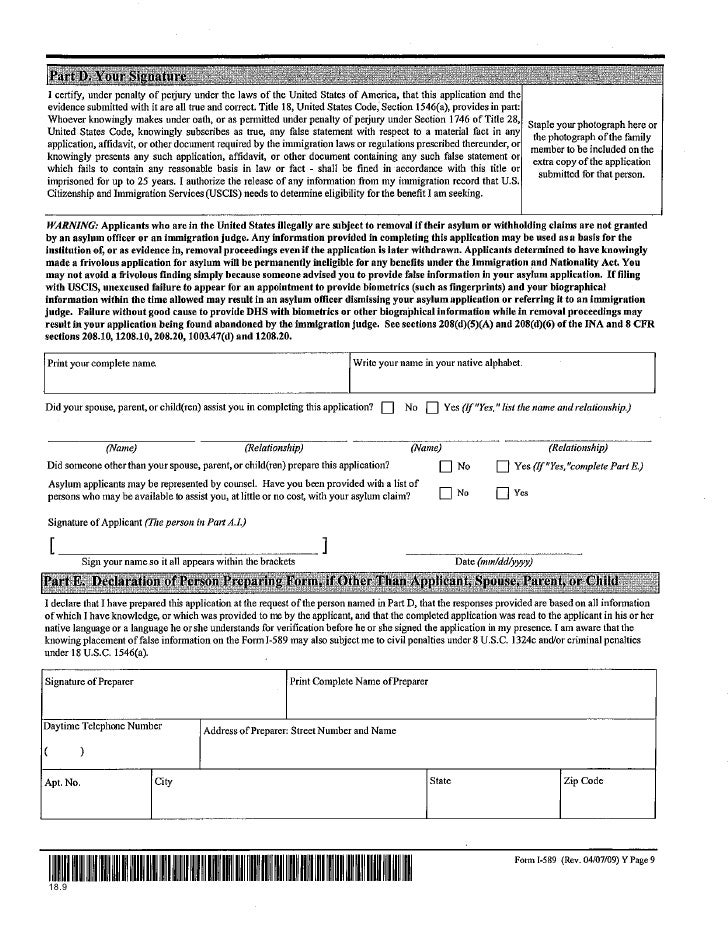 form i 589 application for asylum uscis forms 031210 1 form i 589 application for asylum uscis forms 031210 1