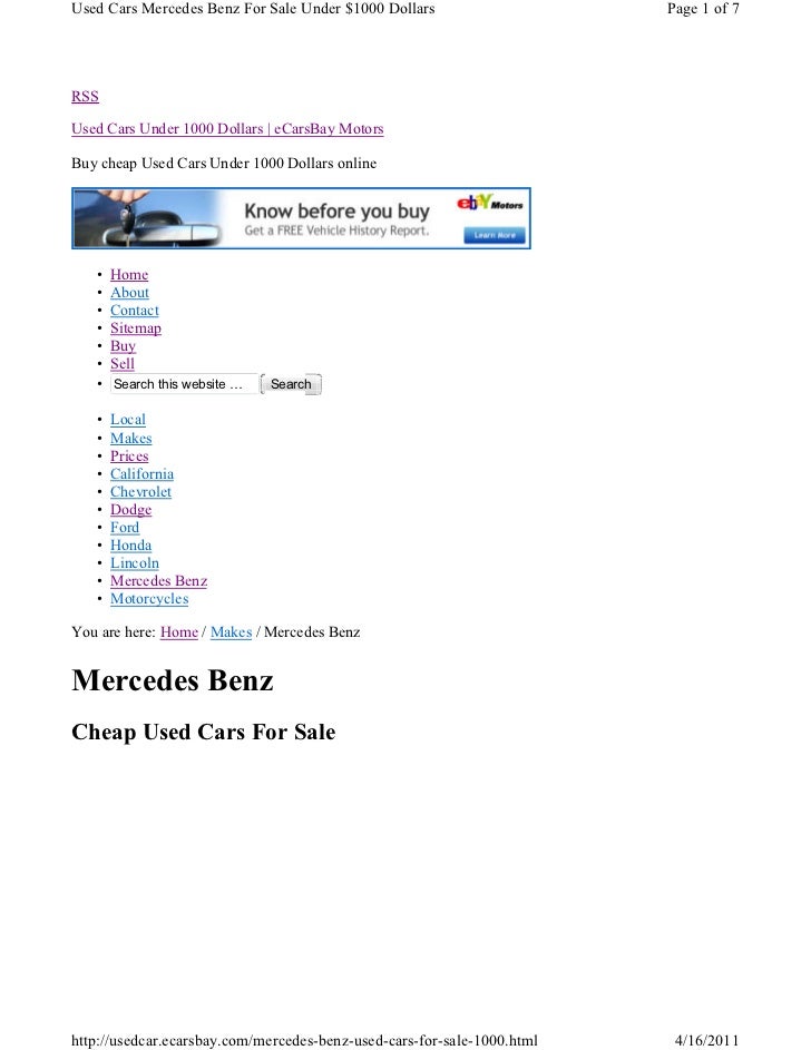 Mercedes benz for sale under 1000 #6