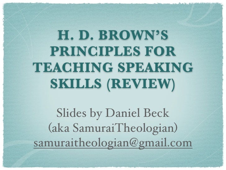 TEACHING SPEAKING SKILLS teaching speaking skills:
