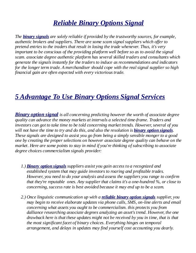 binary option best signal provider