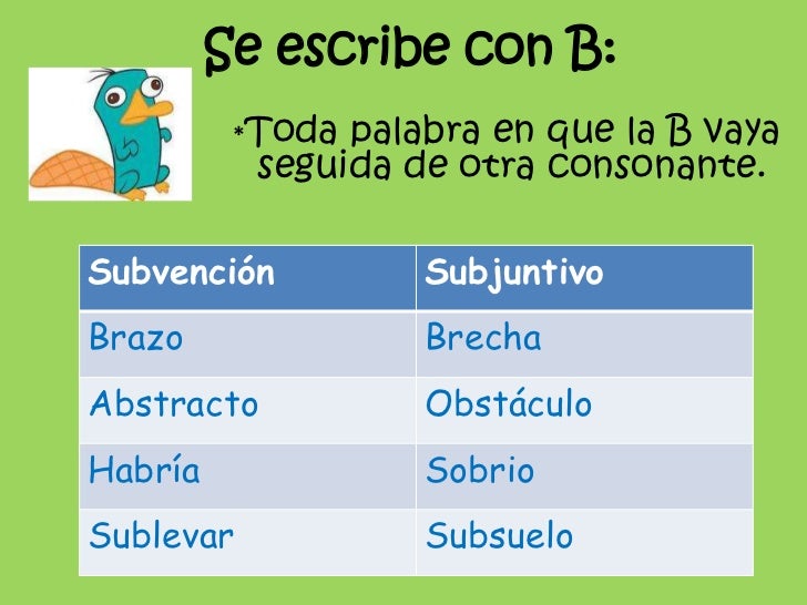 Uso de la b