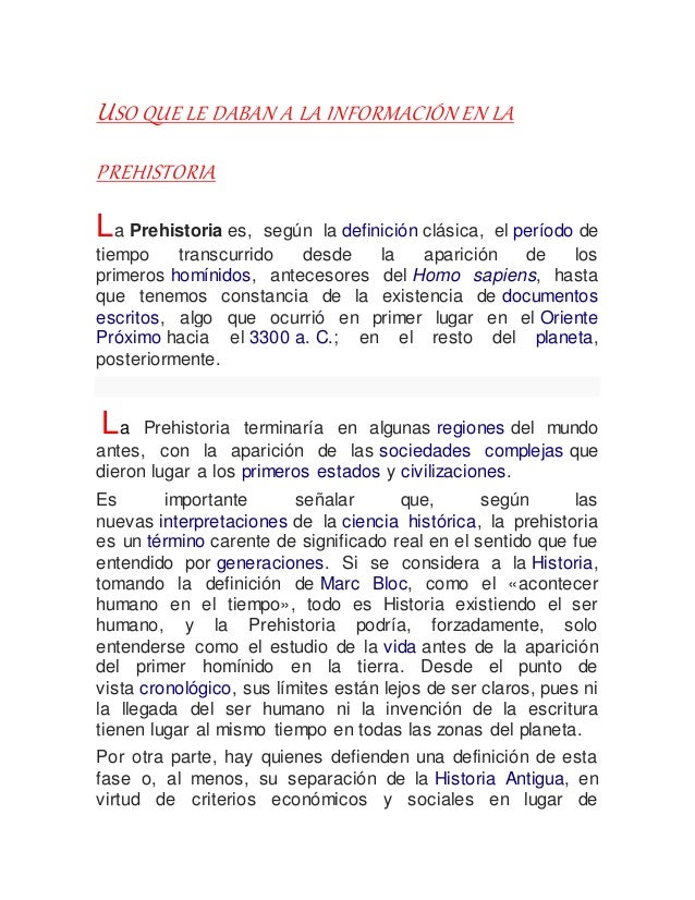 INFORMACION PREHISTORIA informacion prehistoria:
