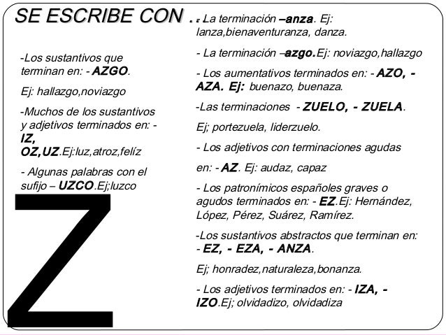 PALABRAS CON TERMINACION AZ EZ IZ OZ - Wroc?awski Informator