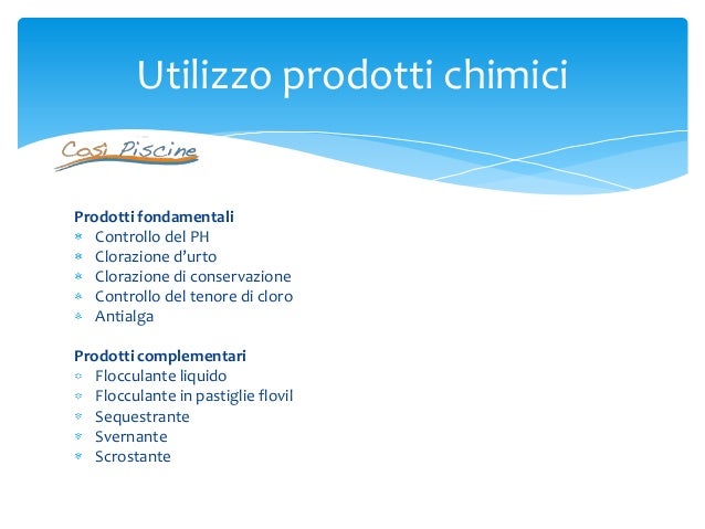 Manutenzione piscina: utilizzo prodotti chimici