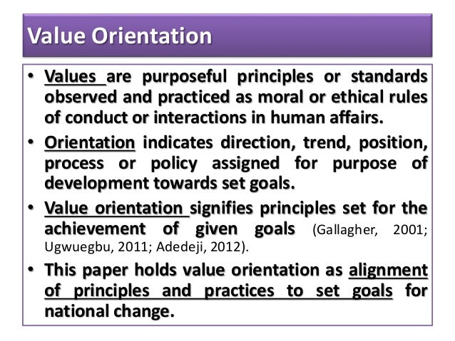 Values orientation and moral education program