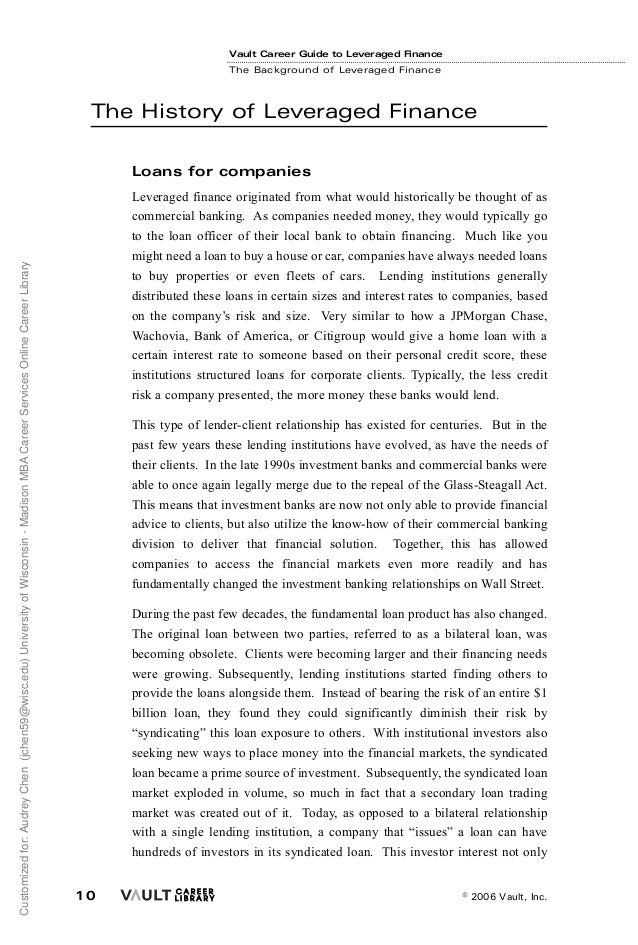 Career Guide Leveraged Finance Career Guide Leveraged Finance