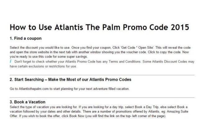 Atlantis discount coupons