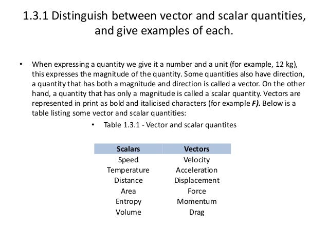Vectors and scalars for IB 11th graders