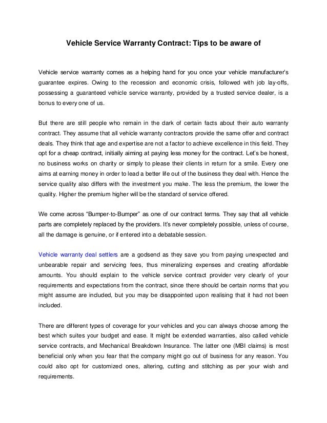 Vehicle service warranty contract tips to be aware of