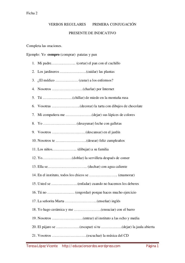 VERBO PRIMERA CONJUGACION verbo primera conjugacion: