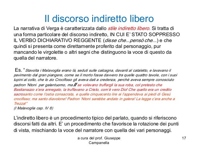 Esempi Di Discorso Indiretto Libero Verga