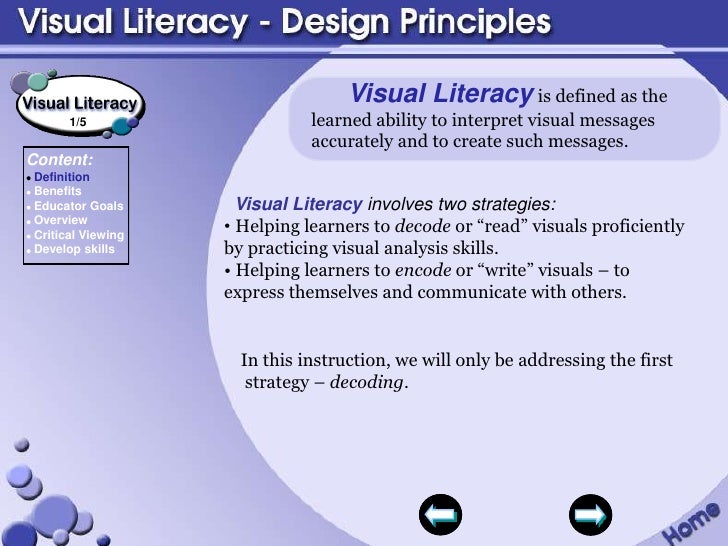 visual literacy design principles visual literacy definitions