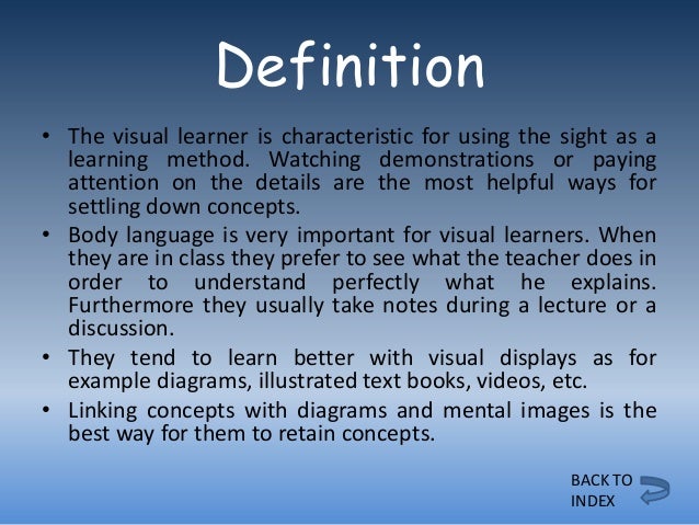 Visual learning style essay