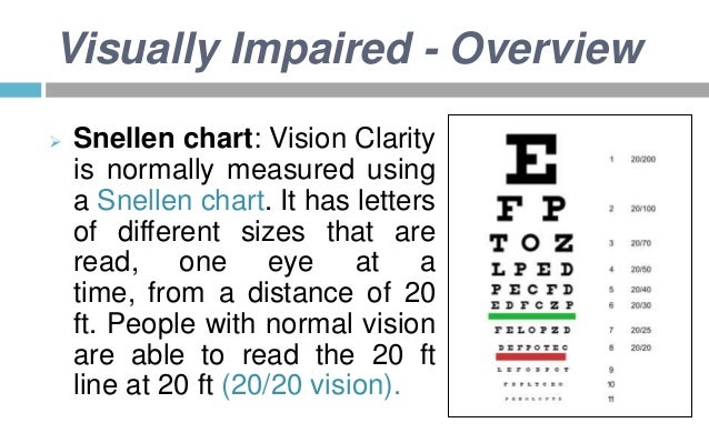 visually impaired as a design challenge snellen chart definition