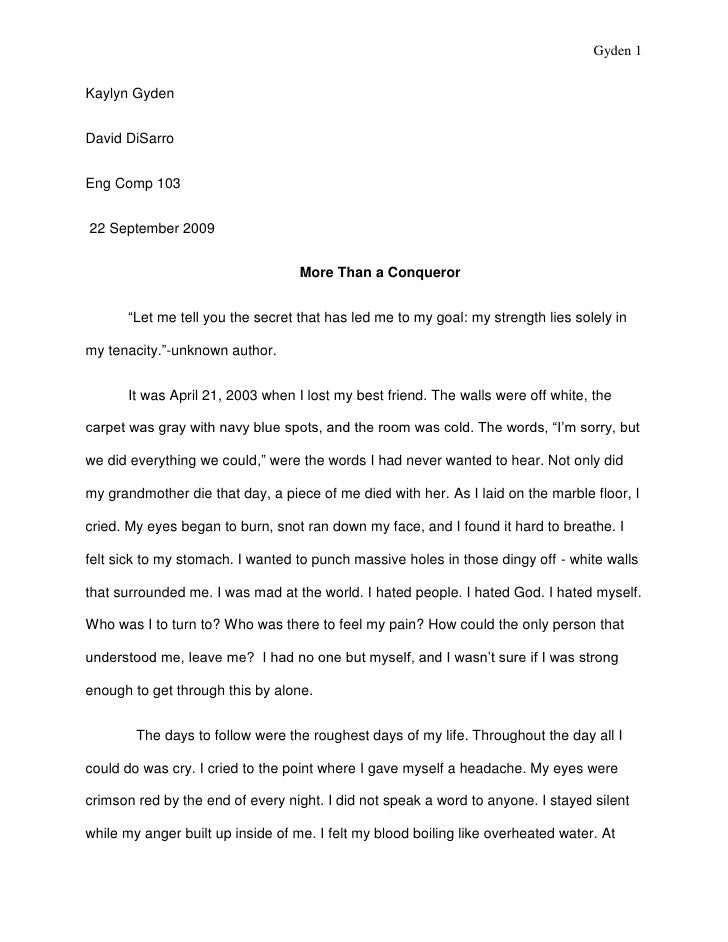 Example narrative essay about love